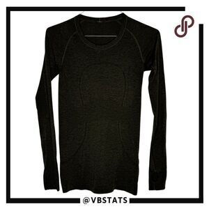Lululemon Women's Swiftly Tech Speed Long Sleeve‎ Top Shirt Black Green Size 6